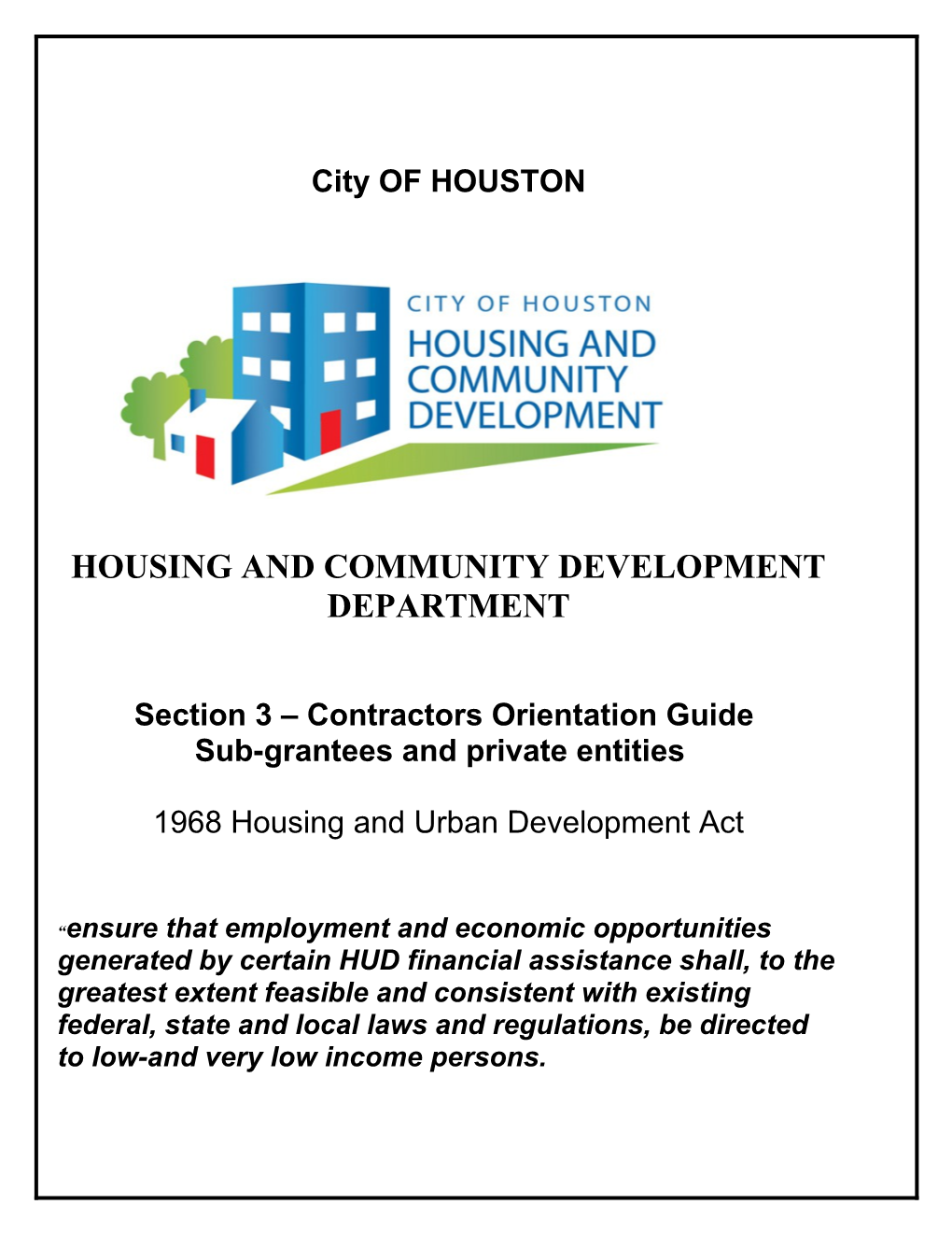 Housing and Community Development Department