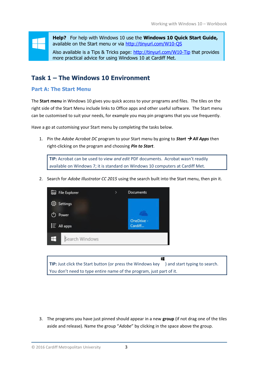Working with Windows 10 - Workbook