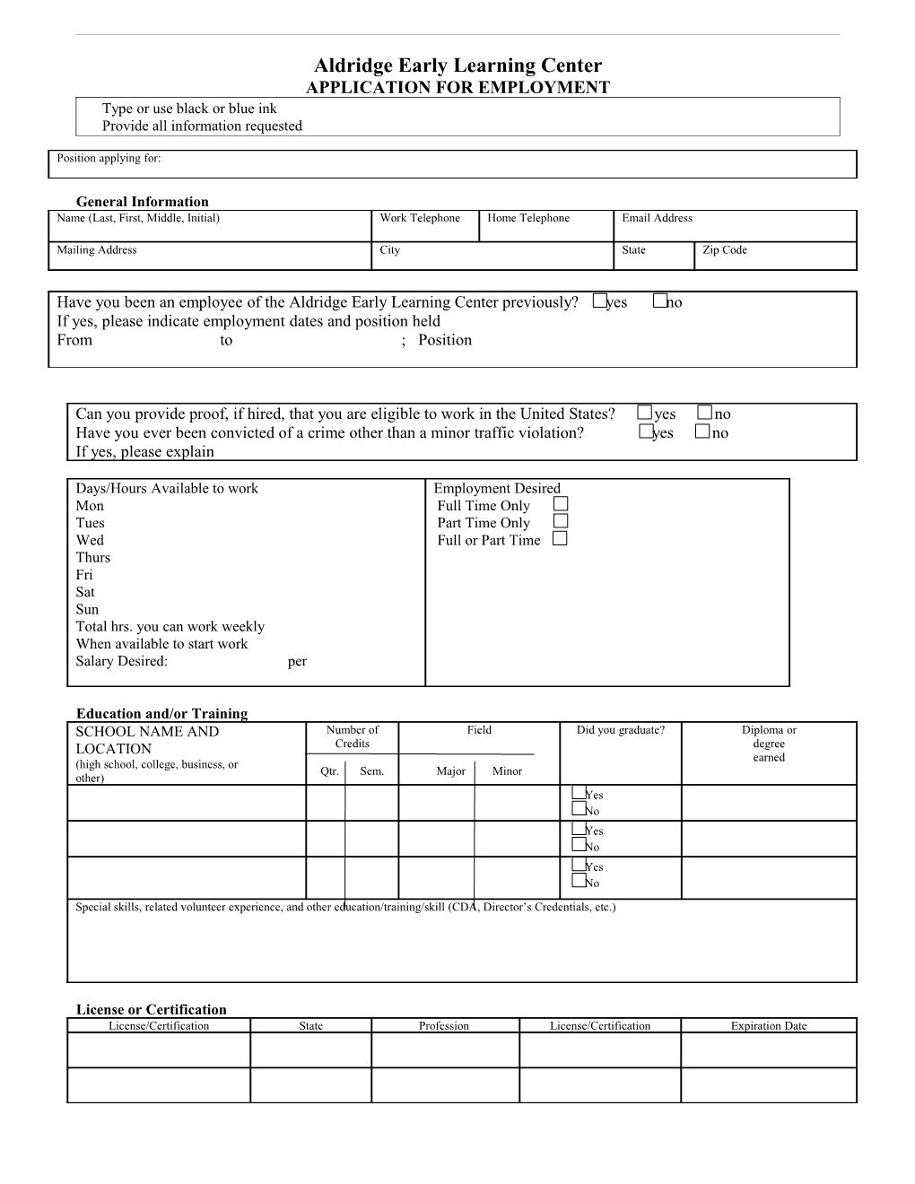 Application for Employment s80
