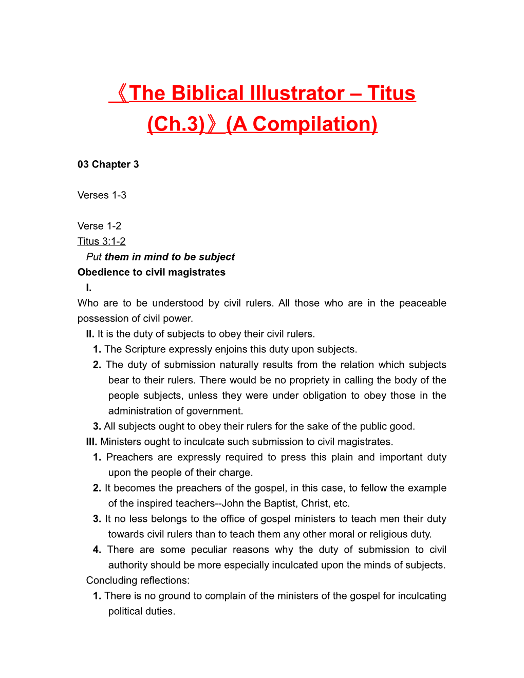 The Biblical Illustrator Titus (Ch.3) (A Compilation)