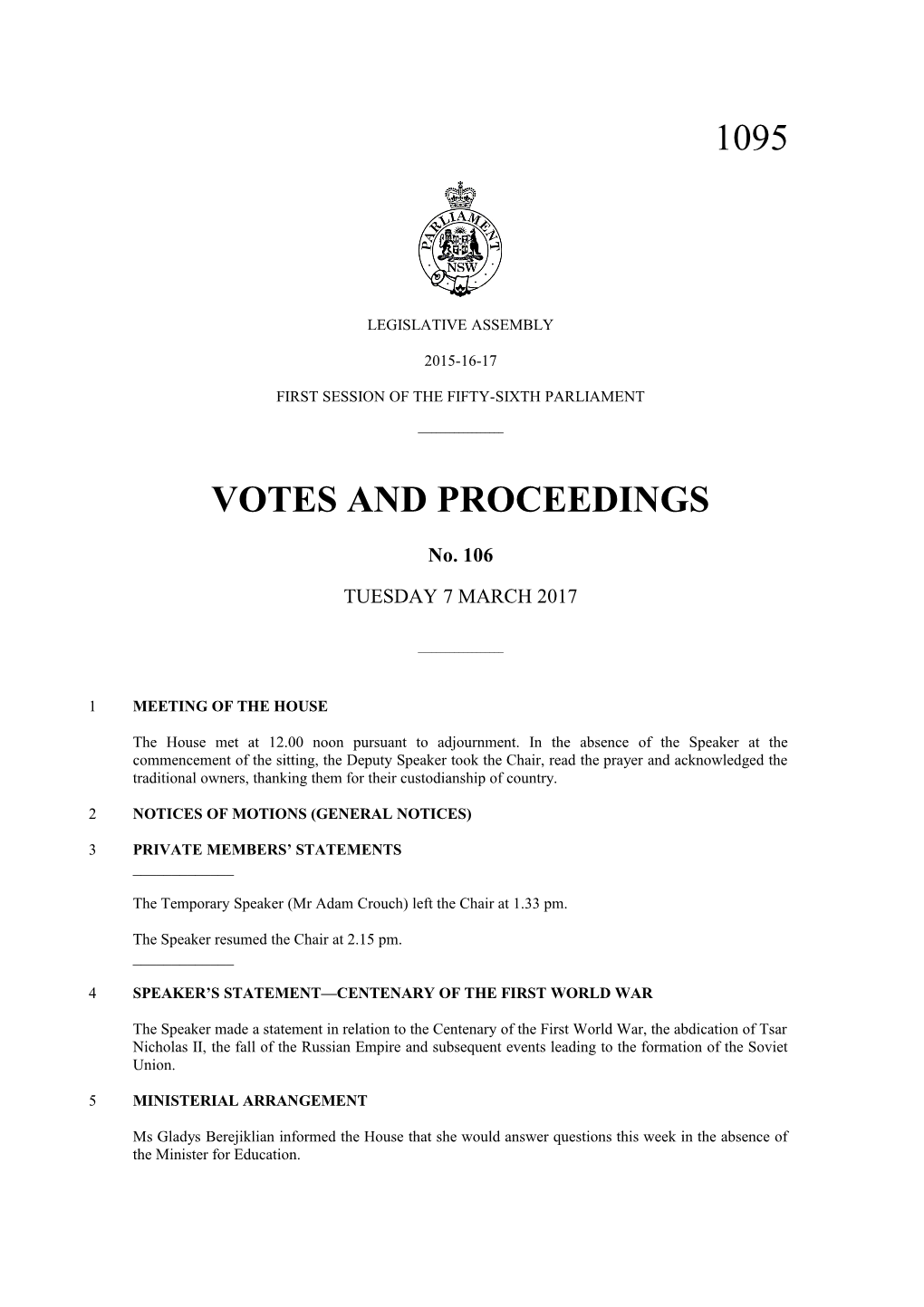Votes and Proceedings s2