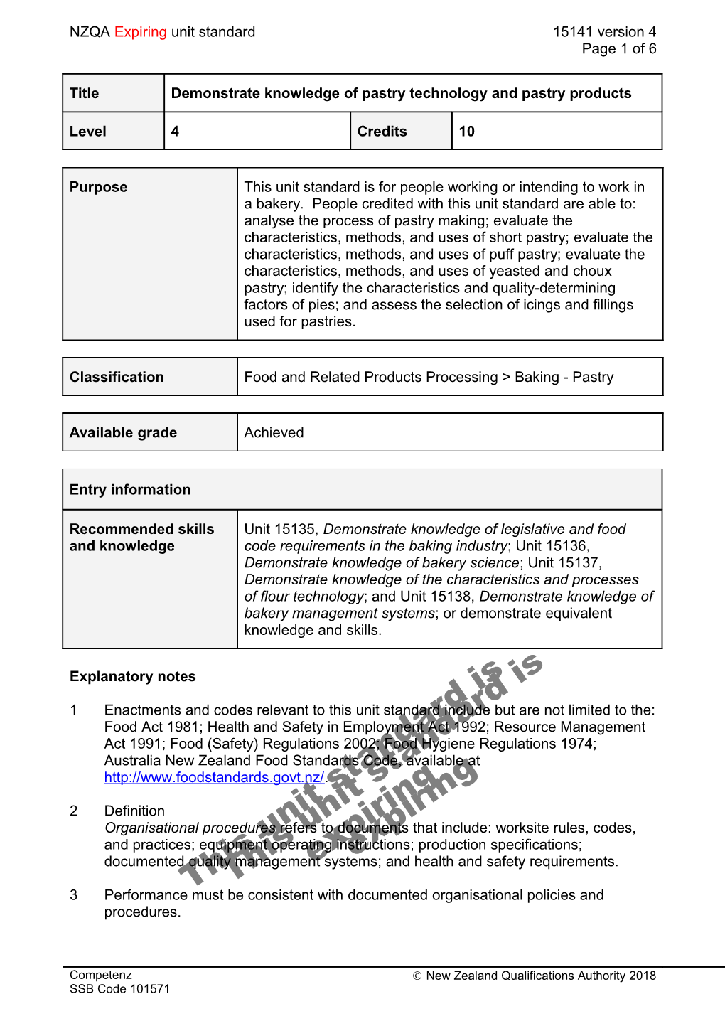 15141 Demonstrate Knowledge of Pastry Technology and Pastry Products