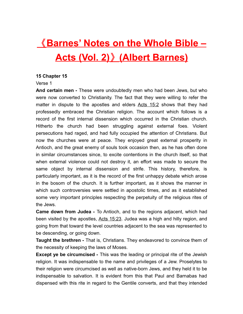 Barnes Notes on the Whole Bible Acts (Vol. 2) (Albert Barnes)