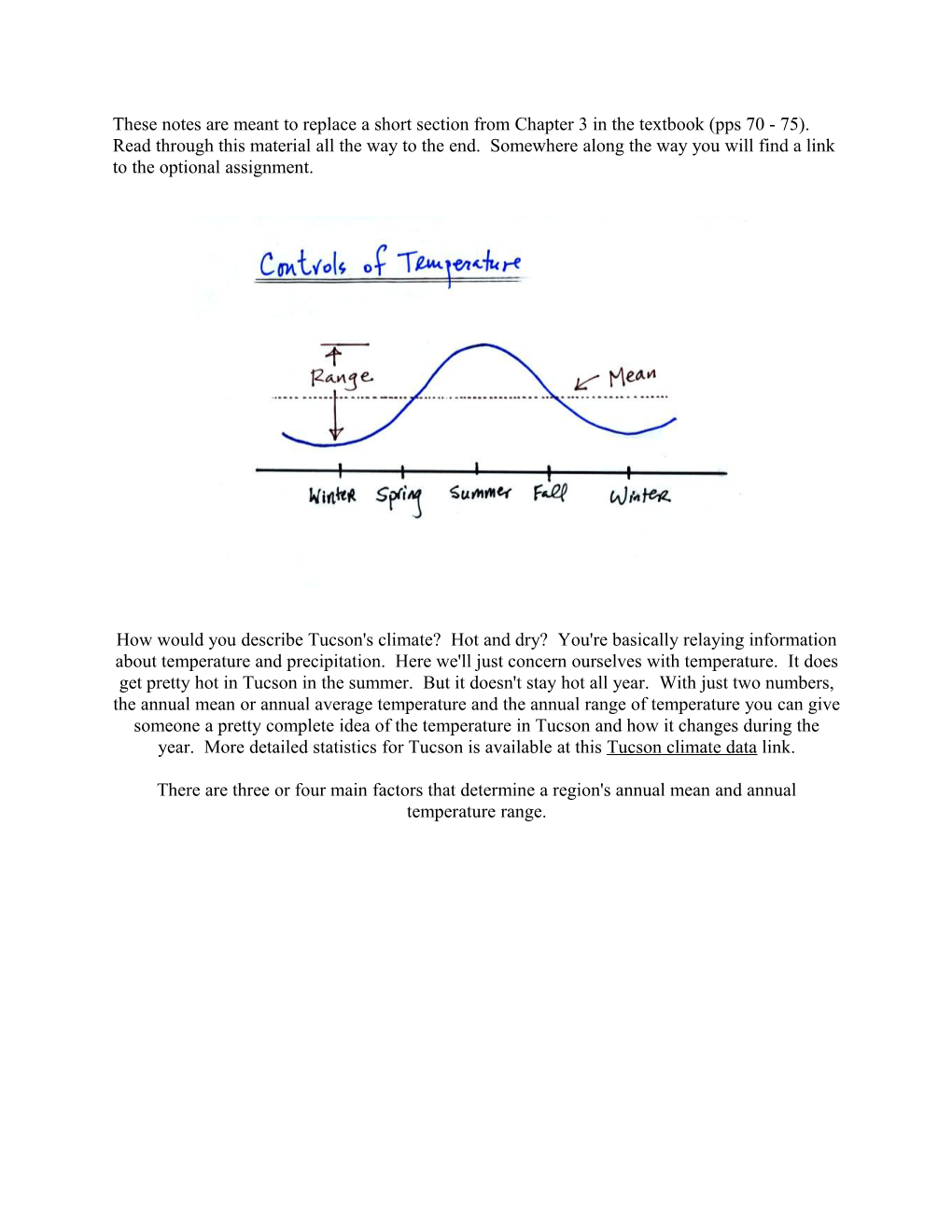 Controls of Temperature Online Notes