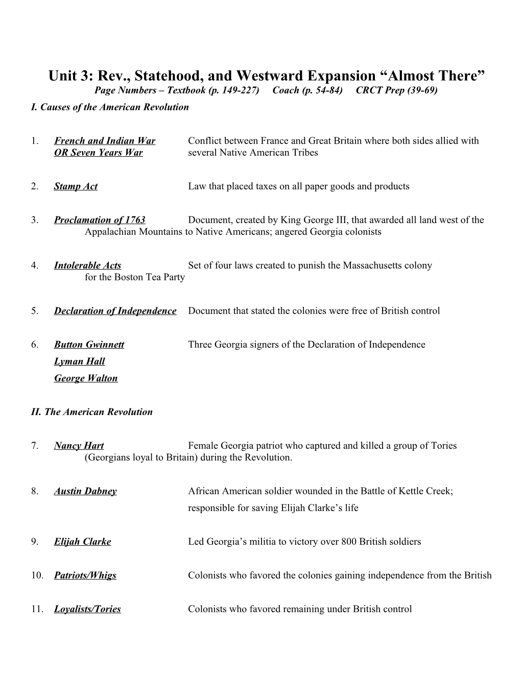 Unit 3: Rev., Statehood, and Westward Expansion Almost There s1