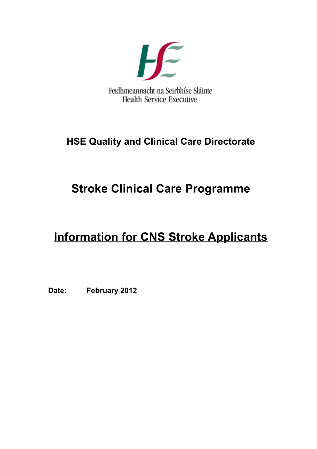 HSE Quality and Clinical Care Directorate