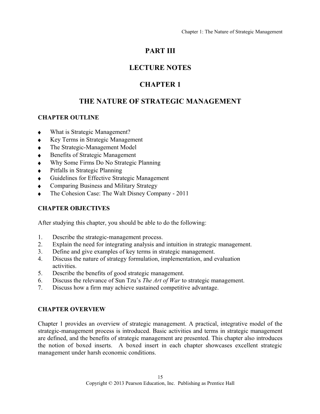 Chapter 1: the Nature of Strategic Management