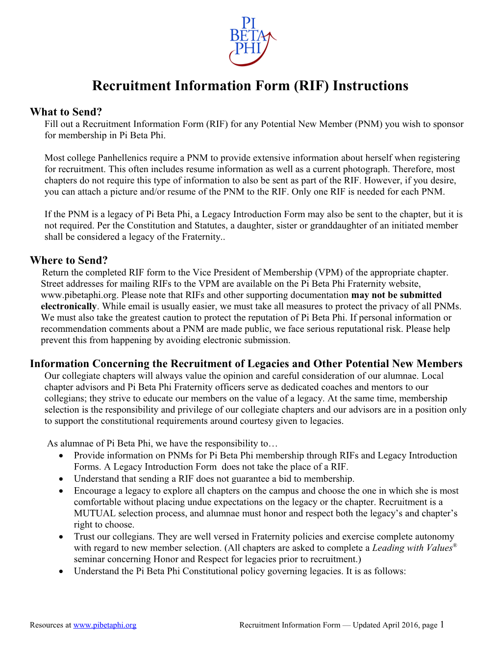 Recruitment Information Form (RIF) Instructions