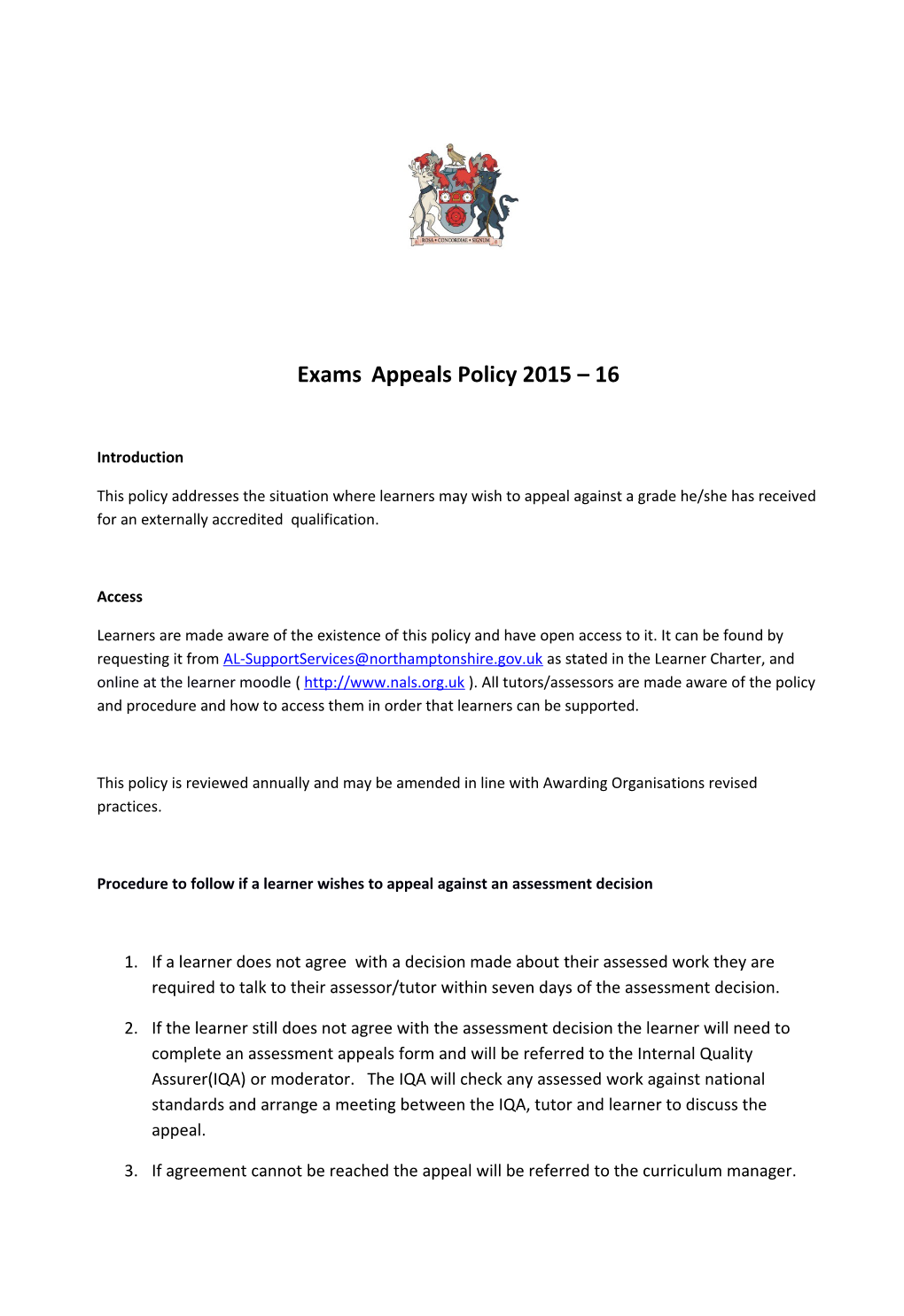Exams Appeals Policy 2015 16