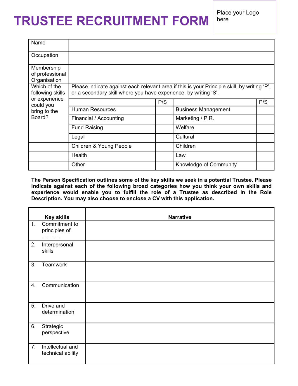 Trustee Application Form