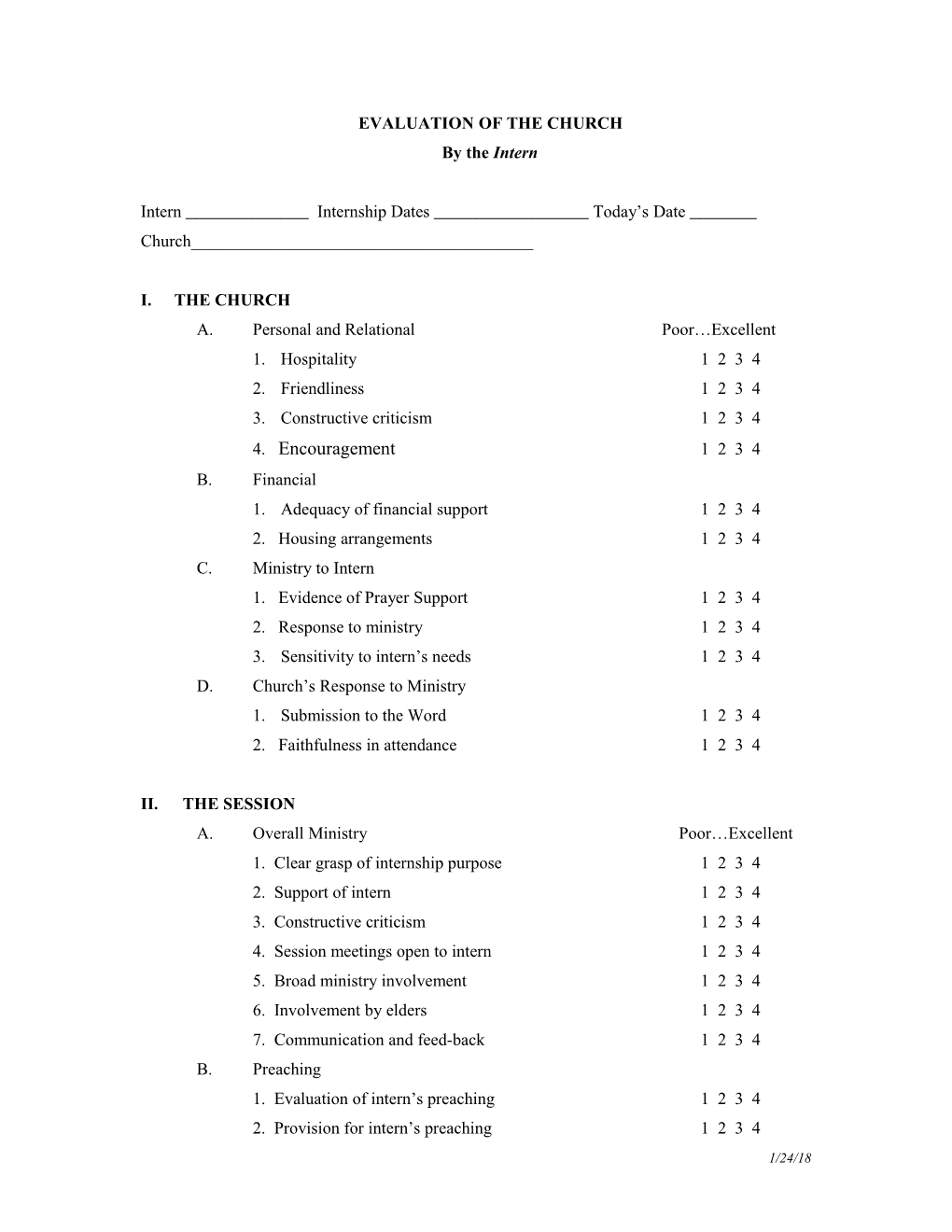 Evaluation of the Church