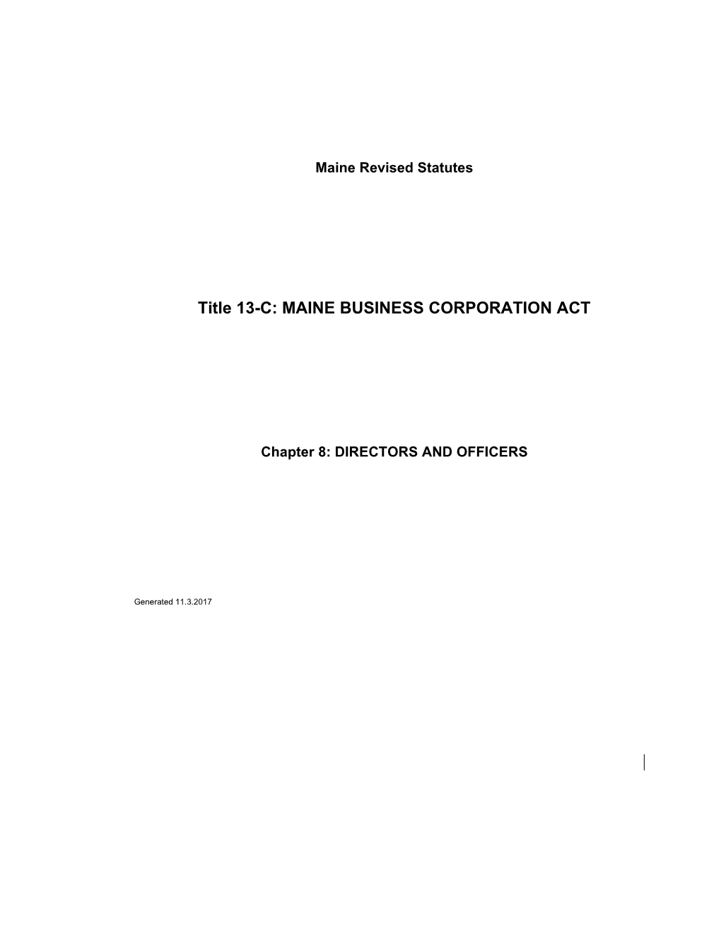 Title 13-C: MAINE BUSINESS CORPORATION ACT