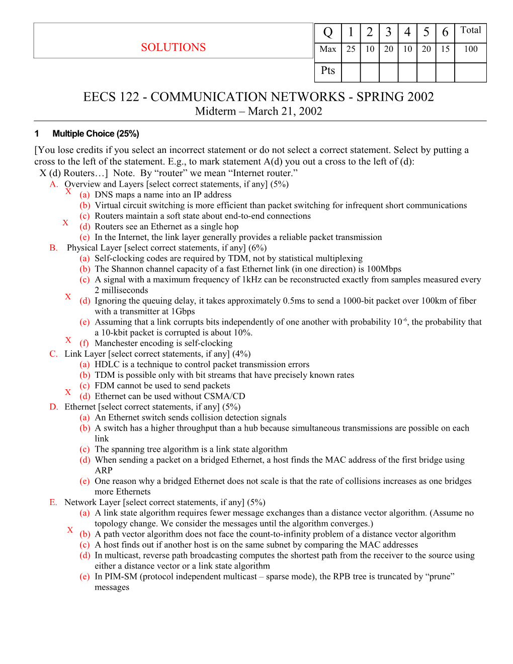 Eecs 122 - Communication Networks - Spring 2001