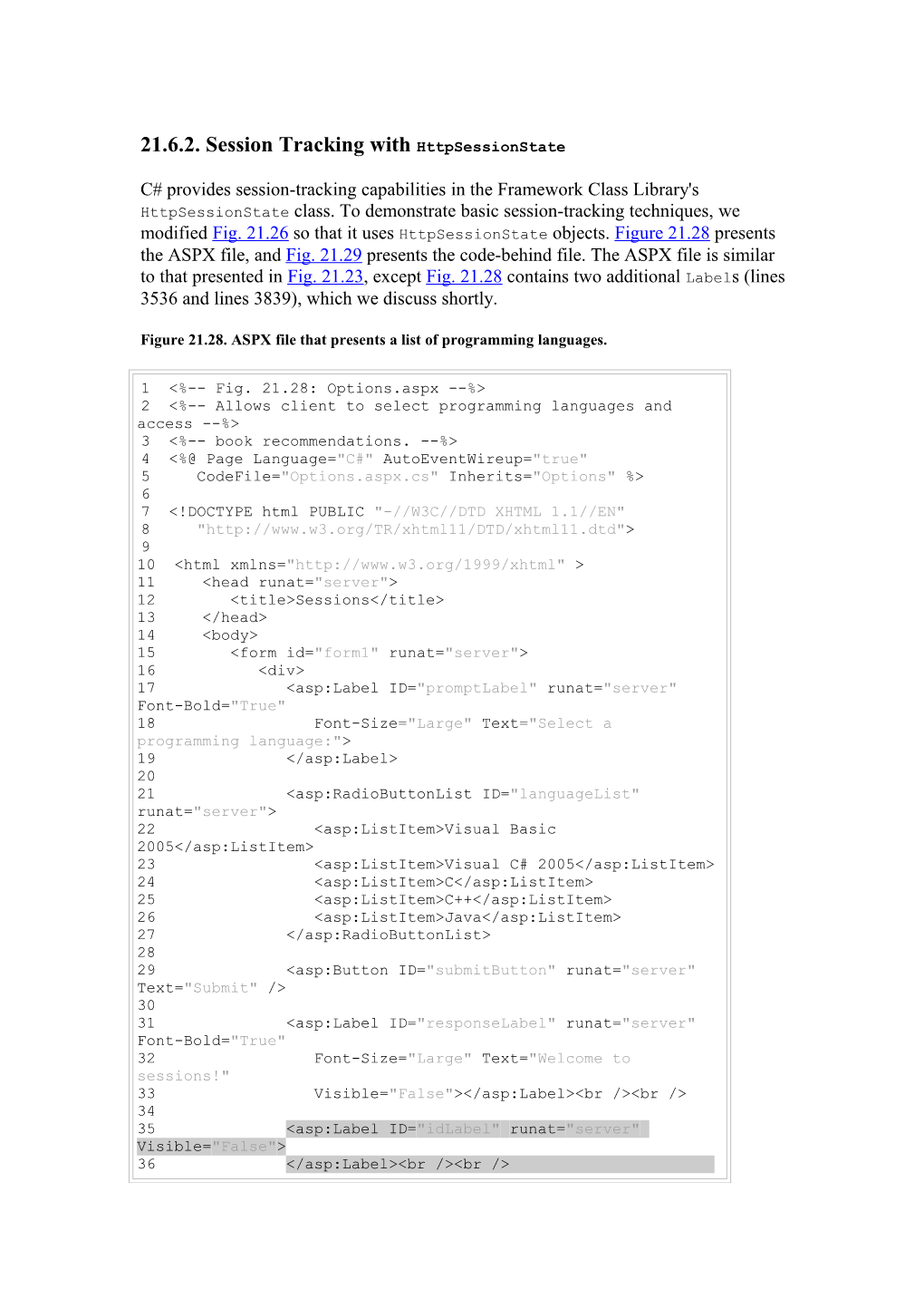 21.6.2. Session Tracking with Httpsessionstate