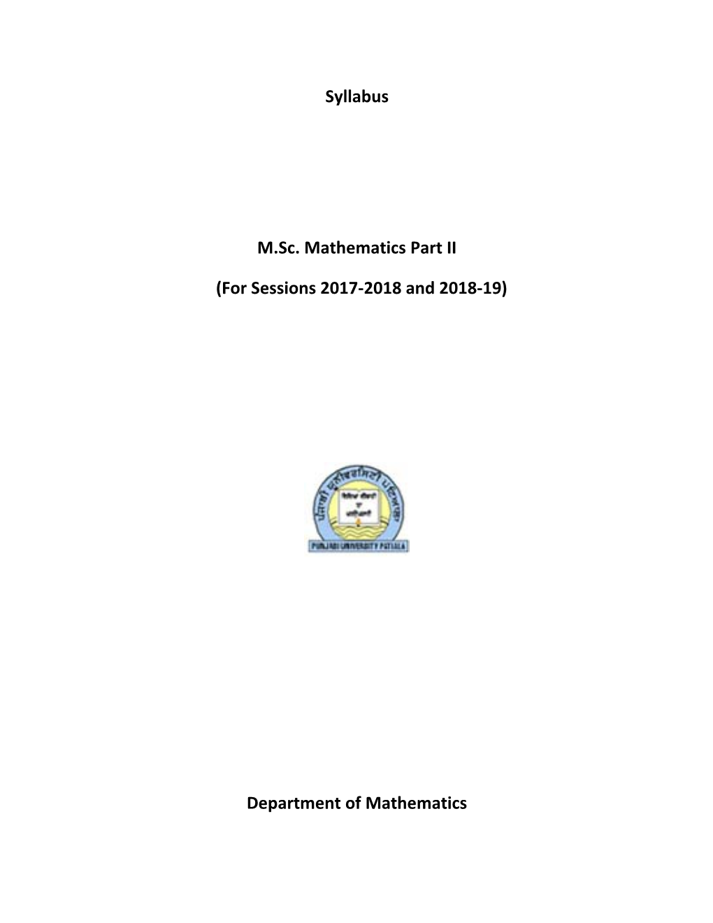 M.Sc. Mathematics Part II