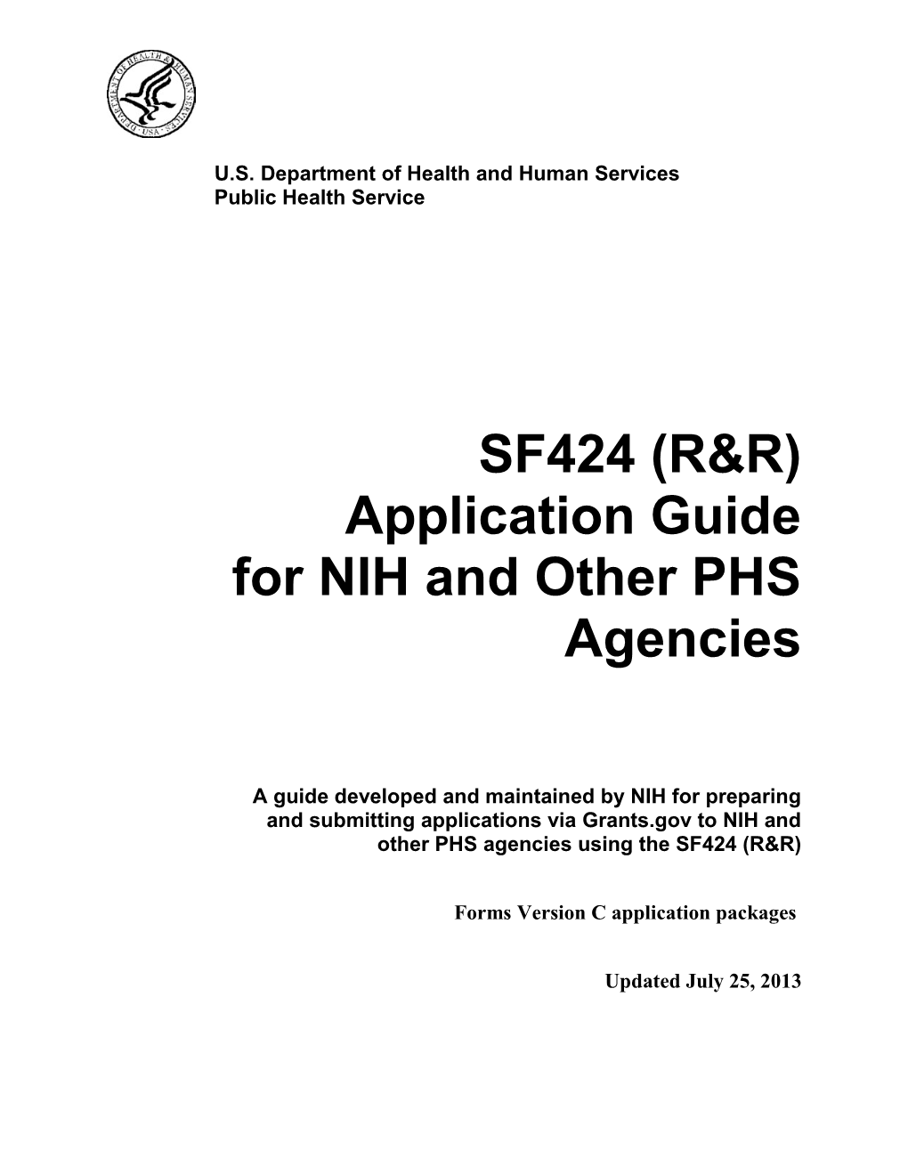 NIH SF424 R&R Application Guide For Adobe Forms Version C