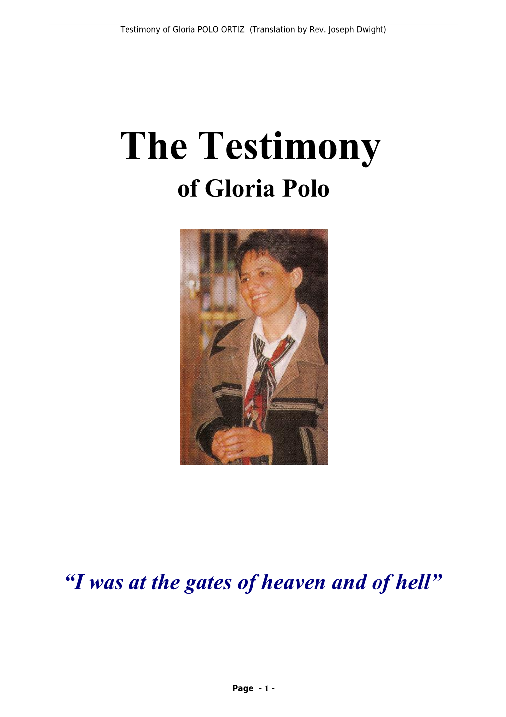 Testimony of Gloria POLO ORTIZ (Translation by Rev. Joseph Dwight)