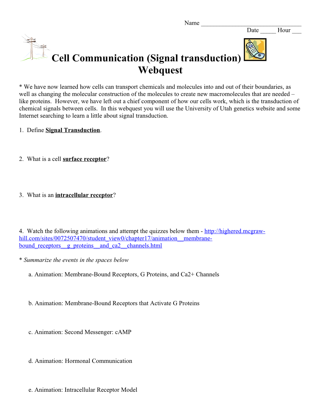 Cell Communication Webquest s1