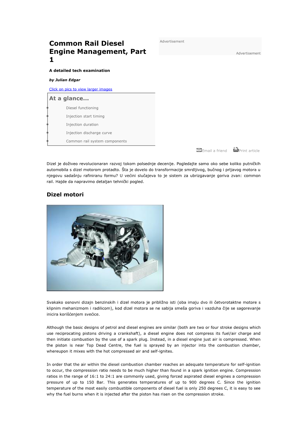 Common Rail Diesel Engine Management, Part 1