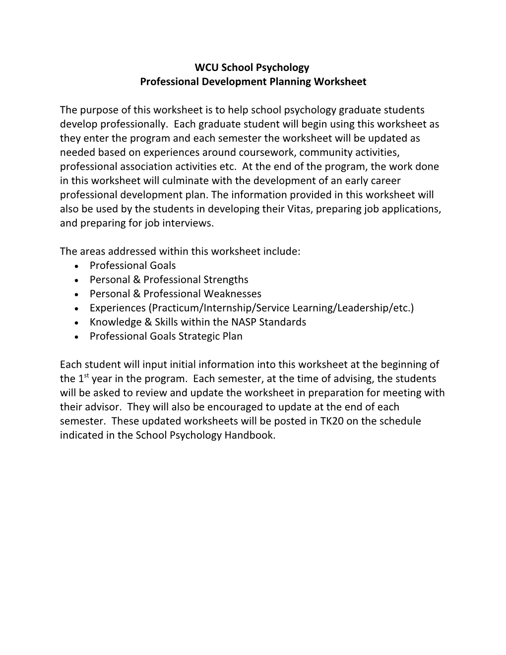 Professional Development Planning Worksheet