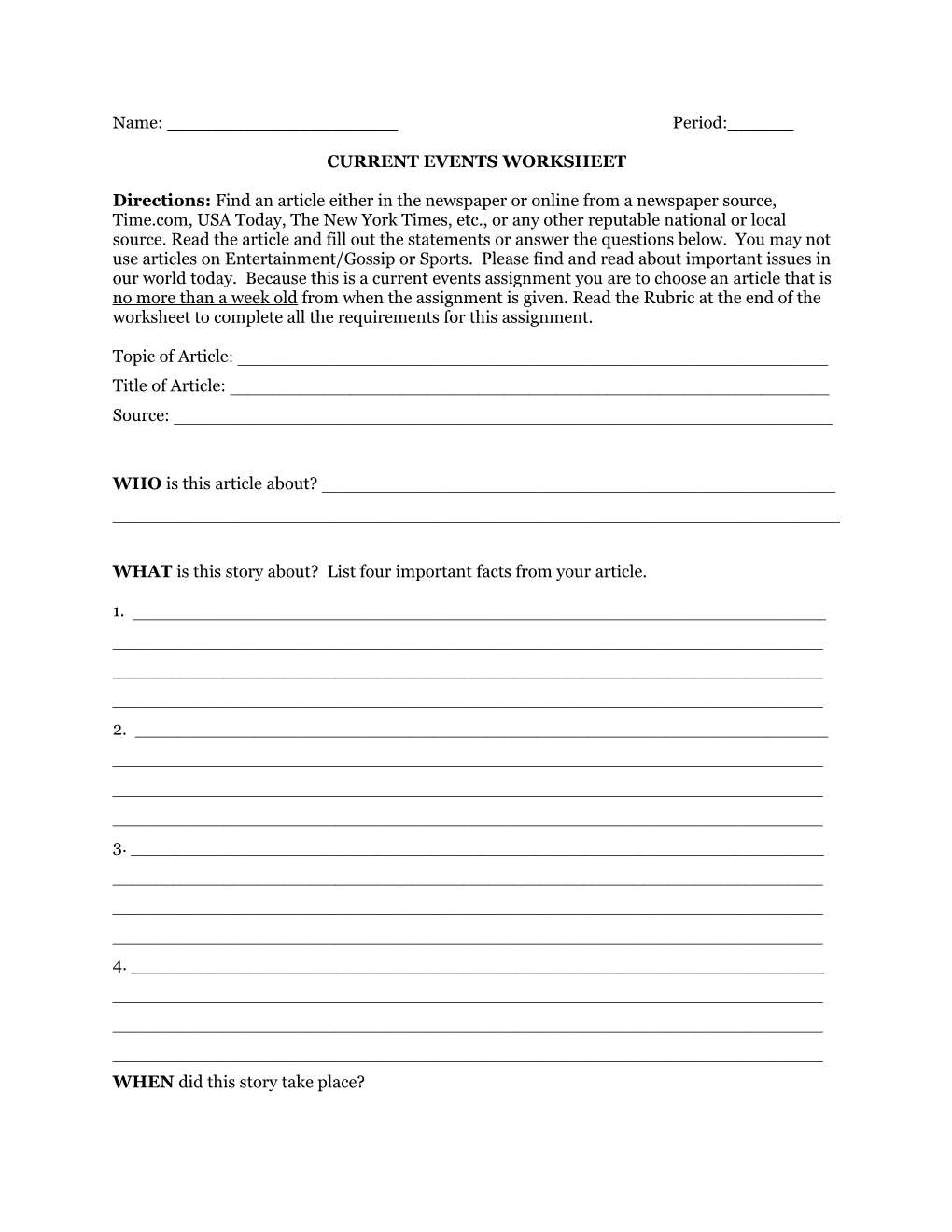 Current Events Worksheet s1