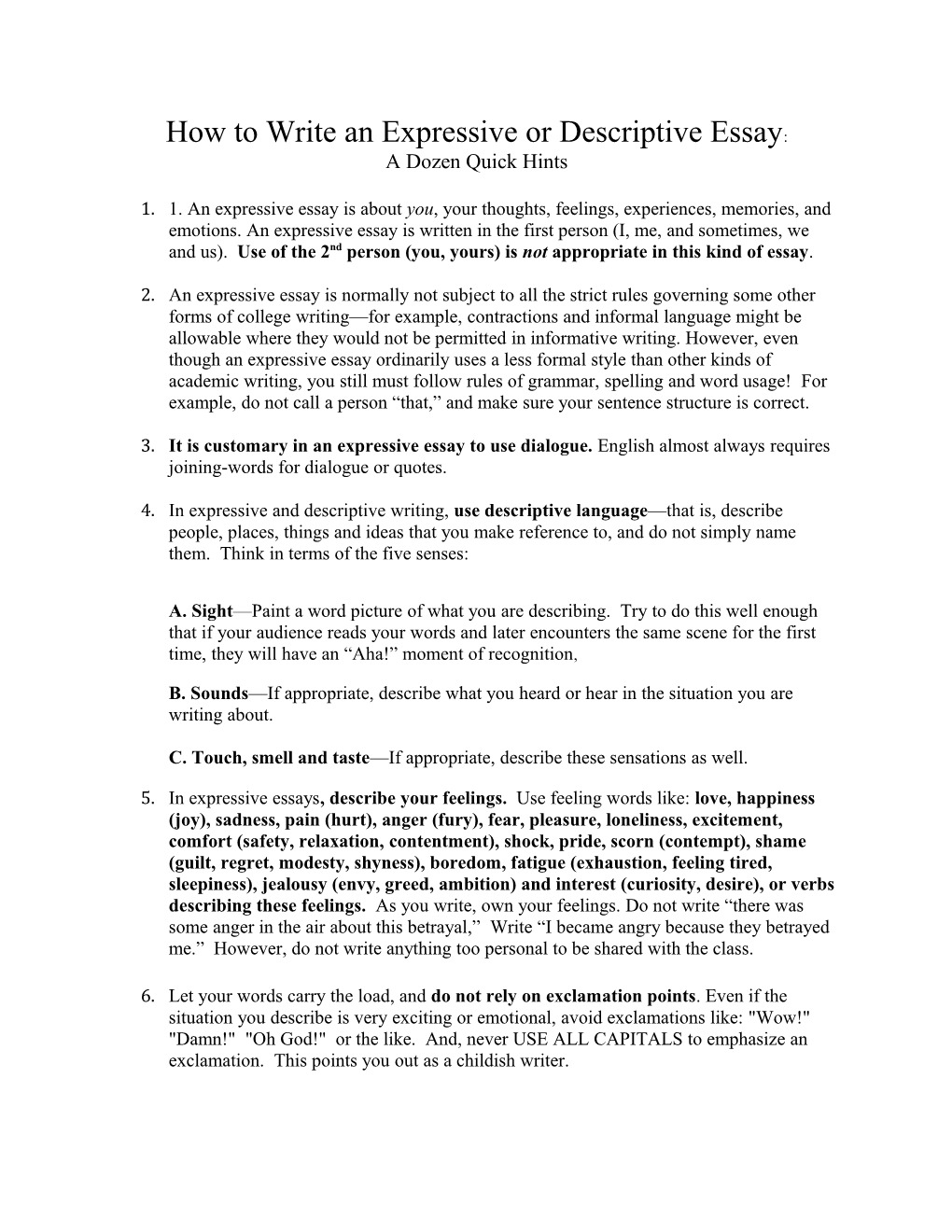 How to Write an Expressive Or Descriptive Essay