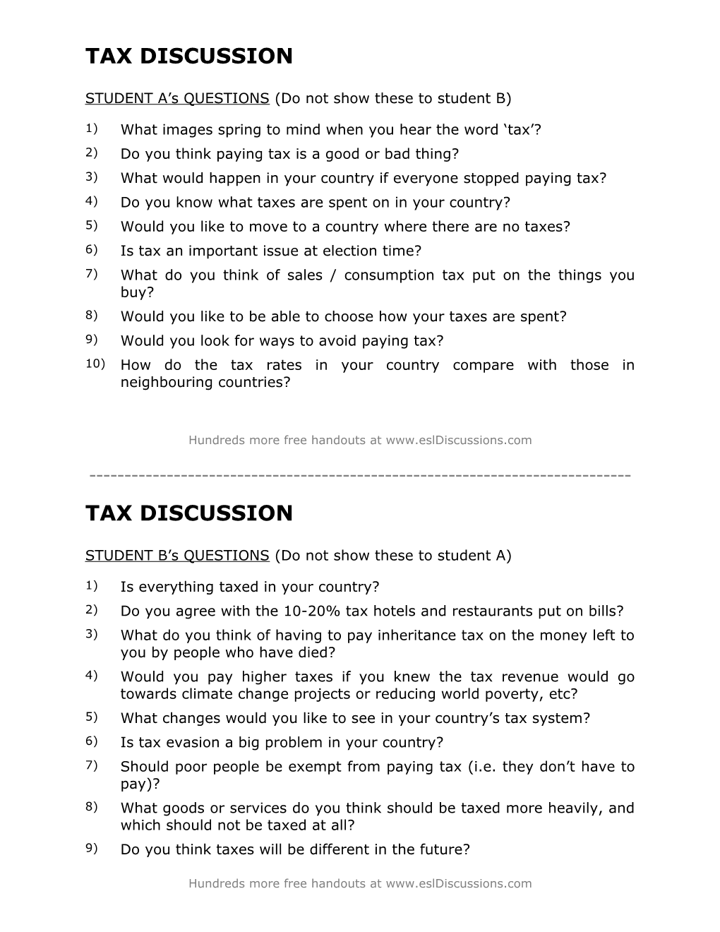 ESL Conversation Lesson on Tax