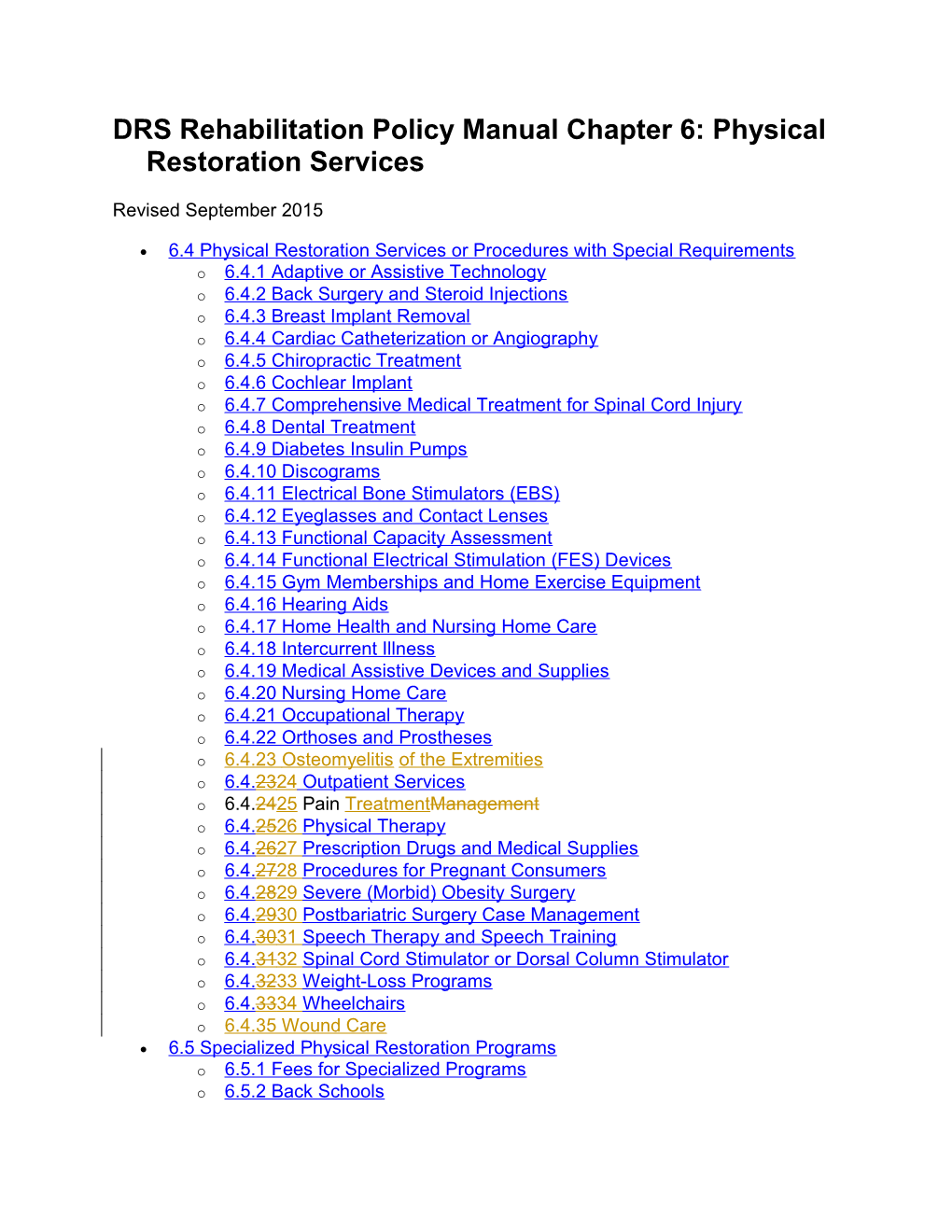 DRS RPM Chapter 6 Revisions, September 2015