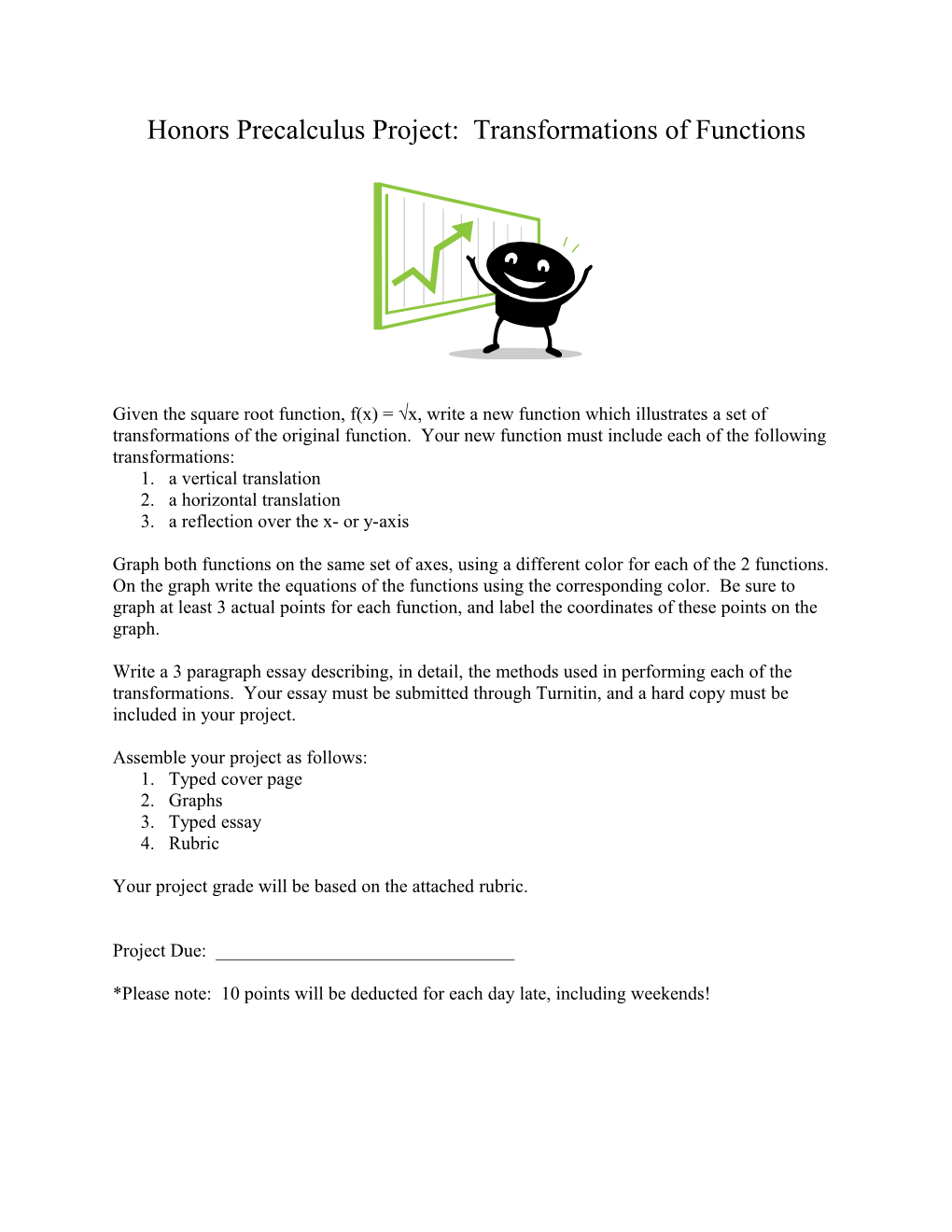 Honors Precalculus Project: Transformations Of Functions