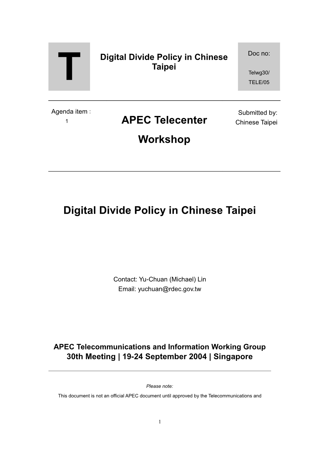 Development of Public Internet Centers in Taiwan