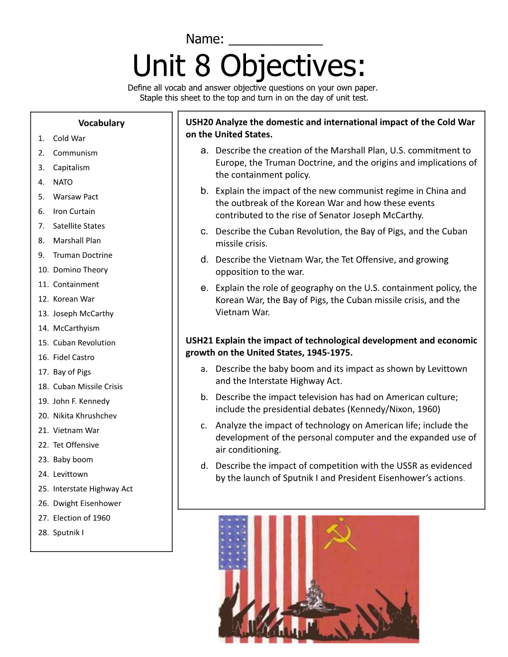 USHS 20: Analyze the Domestic and International Impact of the Cold War on the U.S