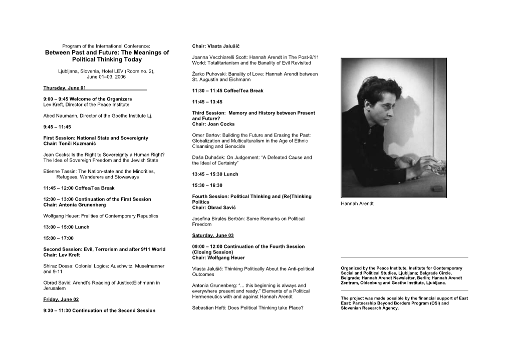 Program of the International Conference