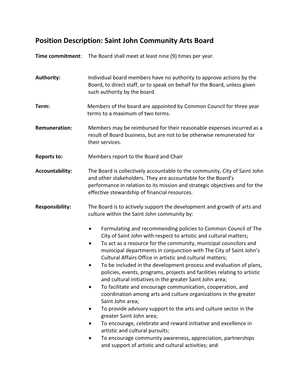 Sample Template - Board Member Job Description and Role