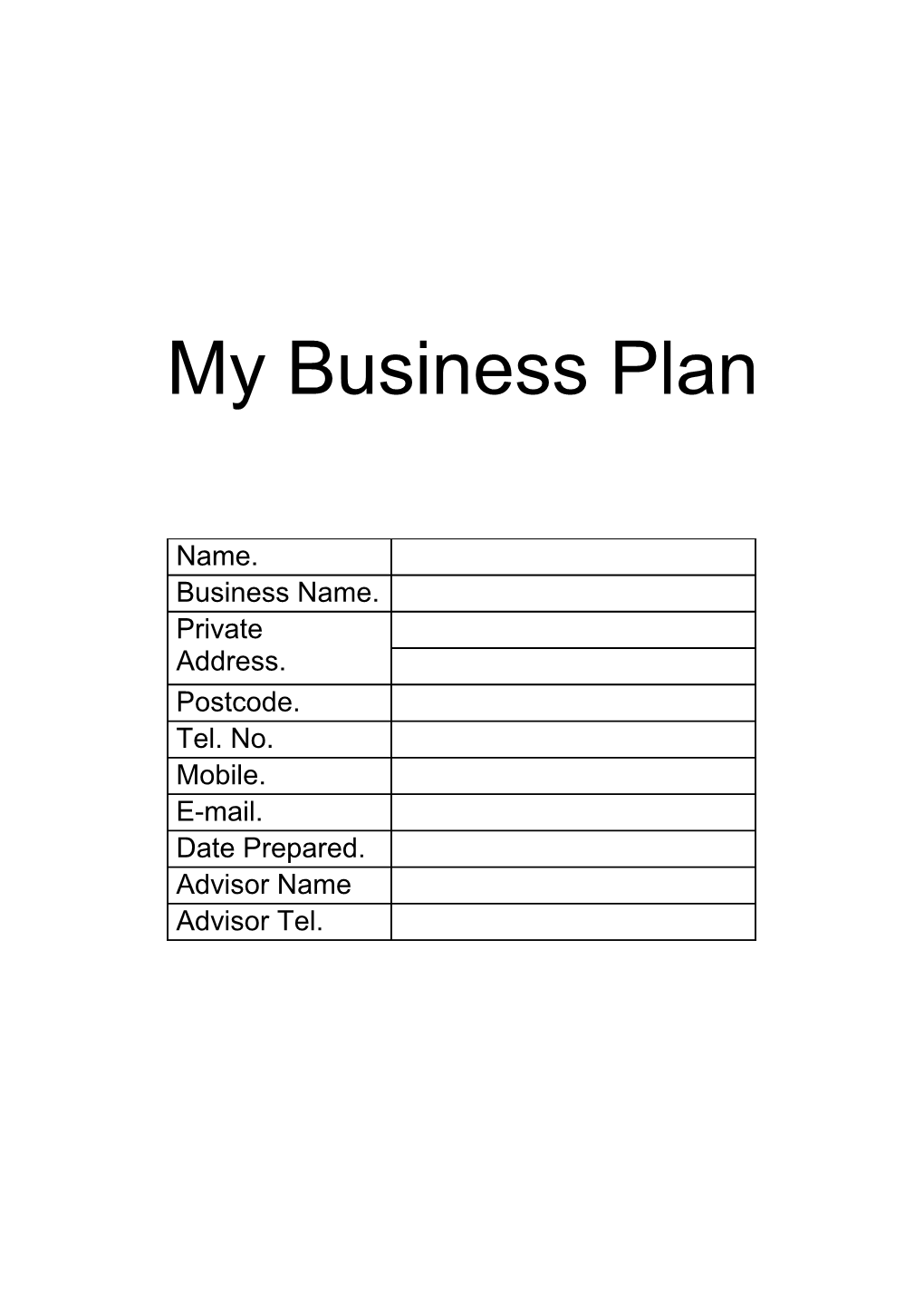 My Business Plan