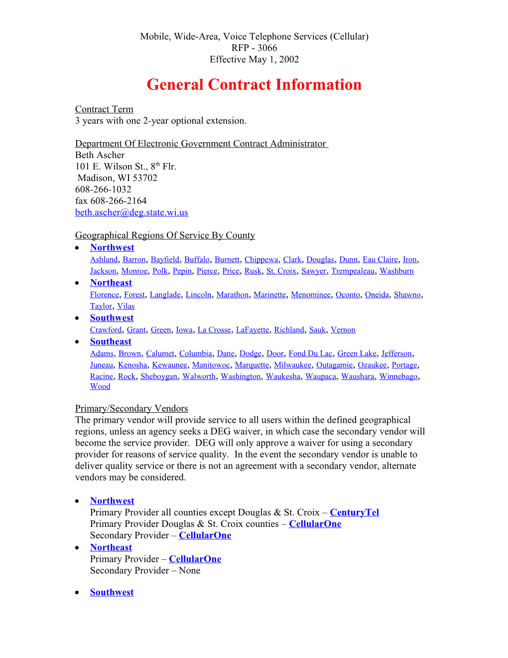 General Contract Information