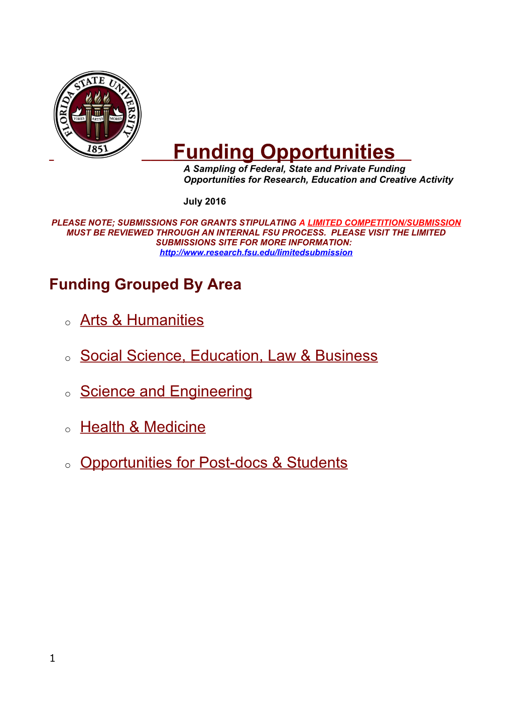 Funding Opportunities s1