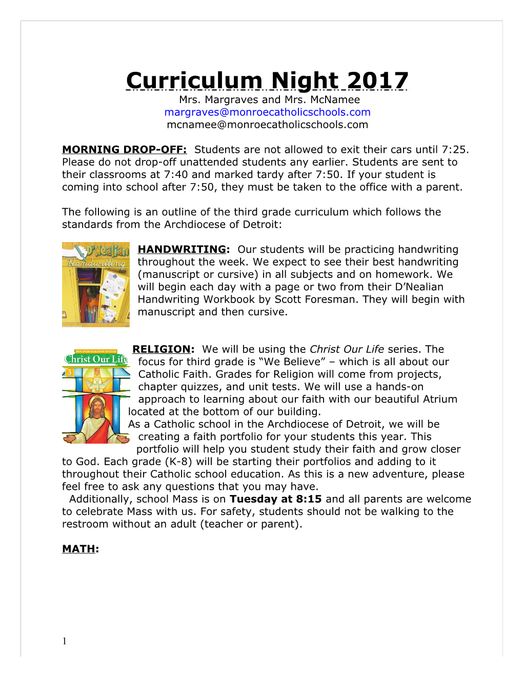 Curriculum Night 2017