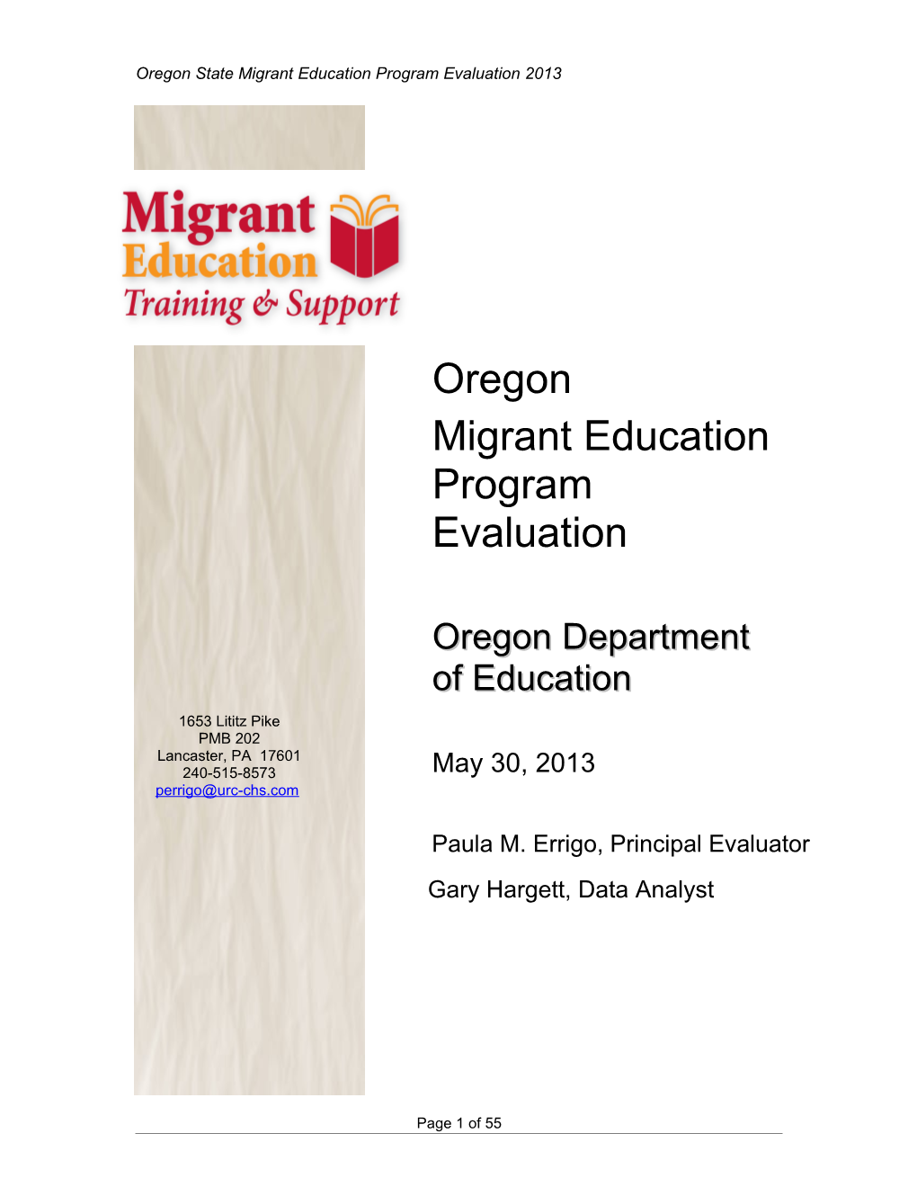 Oregon State Migrant Education Program Evaluation 2013