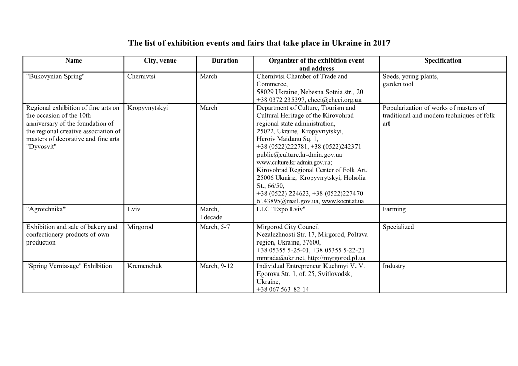 The List of Exhibition Events and Fairs That Take Place in Ukraine in 2017 s1