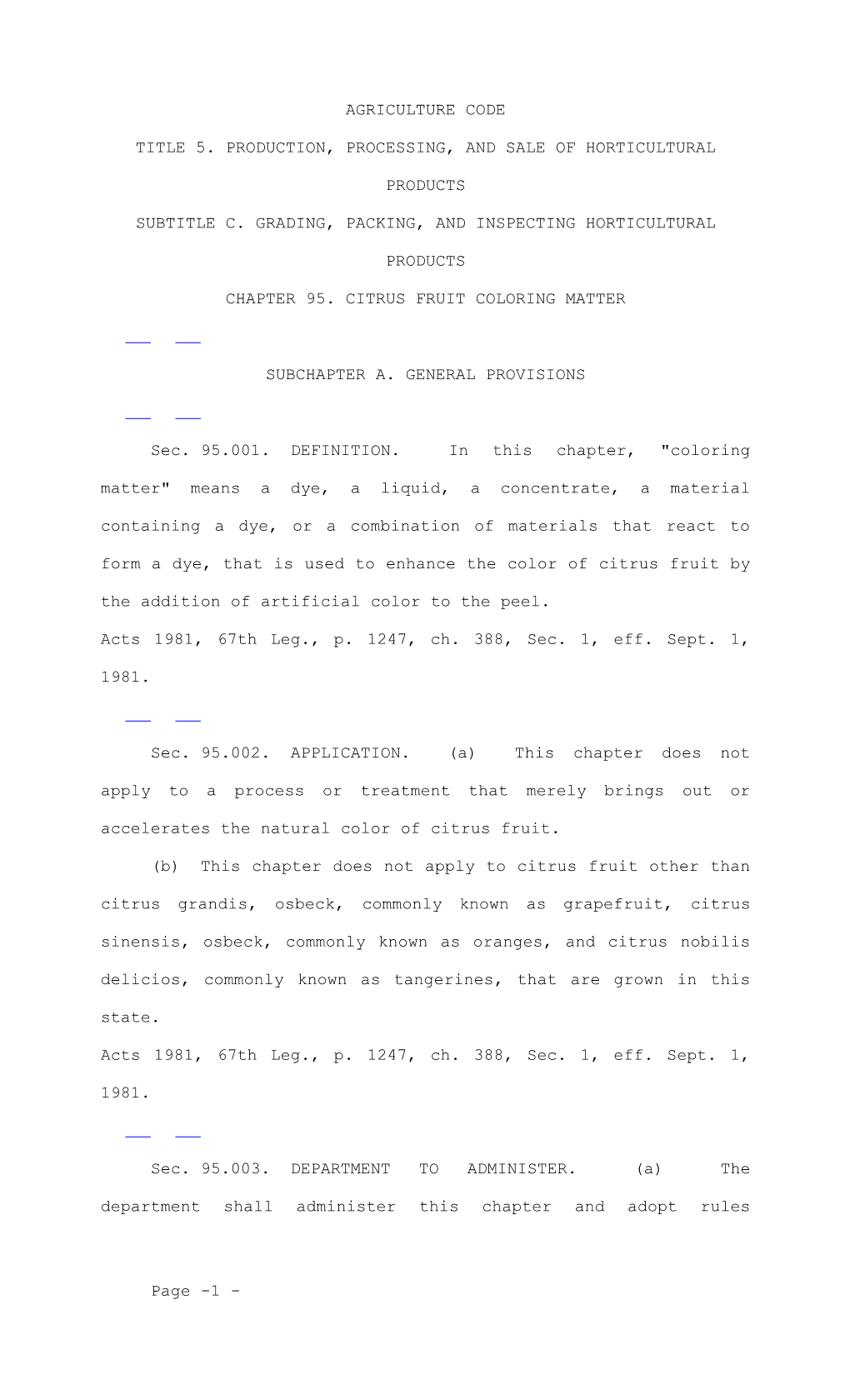 Title 5. Production, Processing, and Sale of Horticultural Products