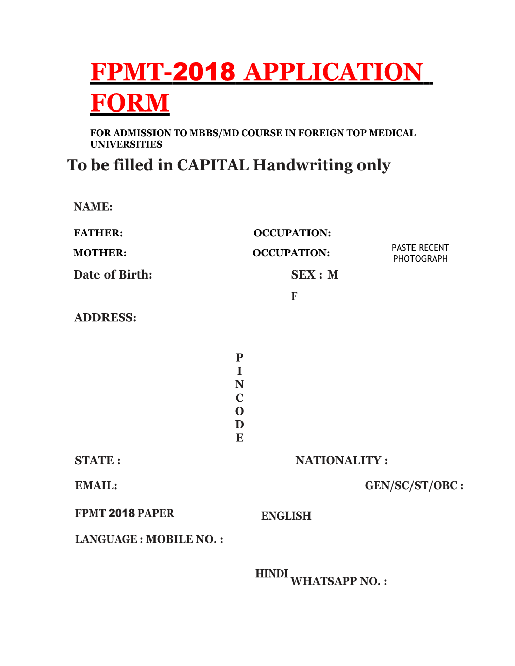 For Admission to Mbbs/Md Course in Foreign Top Medical Universities