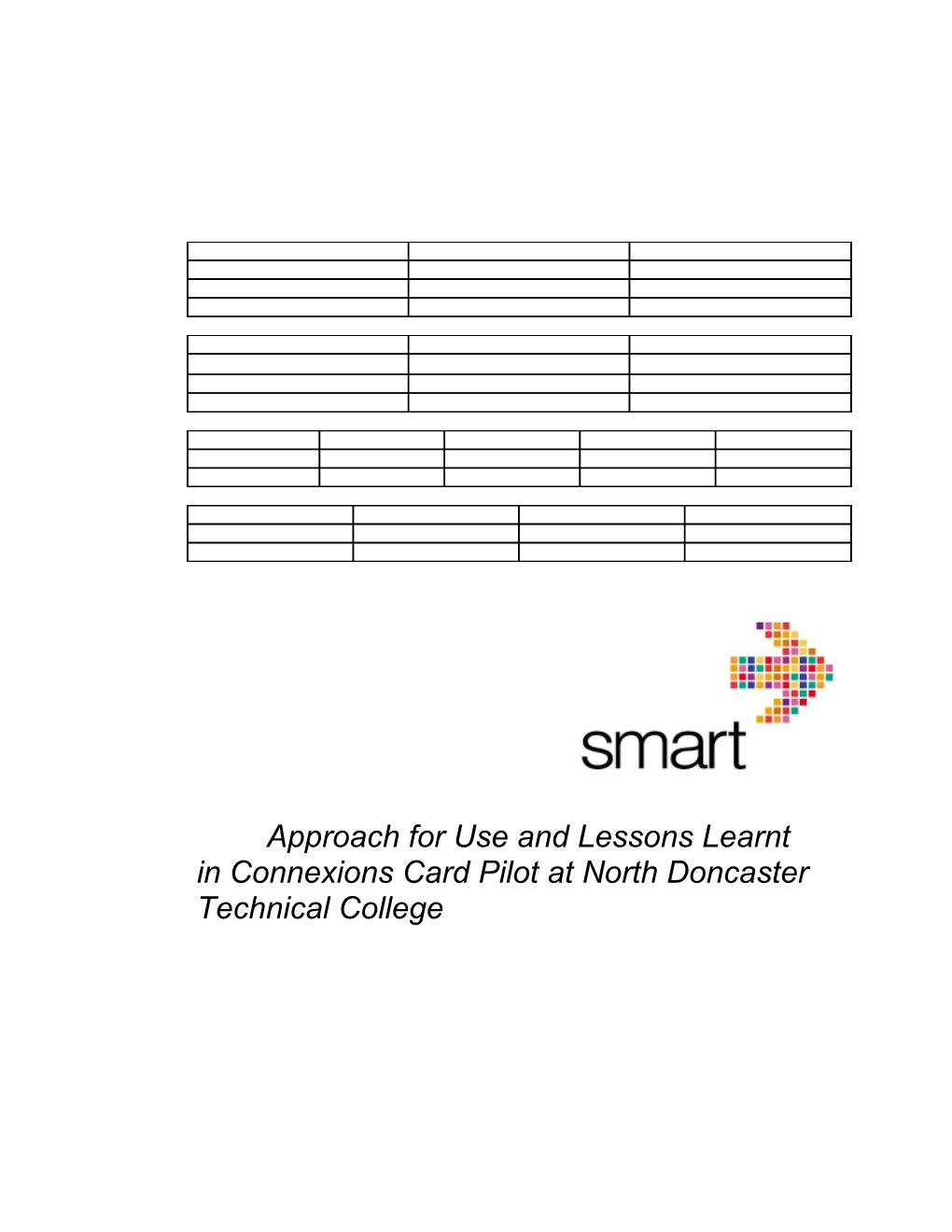 Document (Project) Title: WP5 01 Approach for Use and Lessons Learnt in Connexions Card