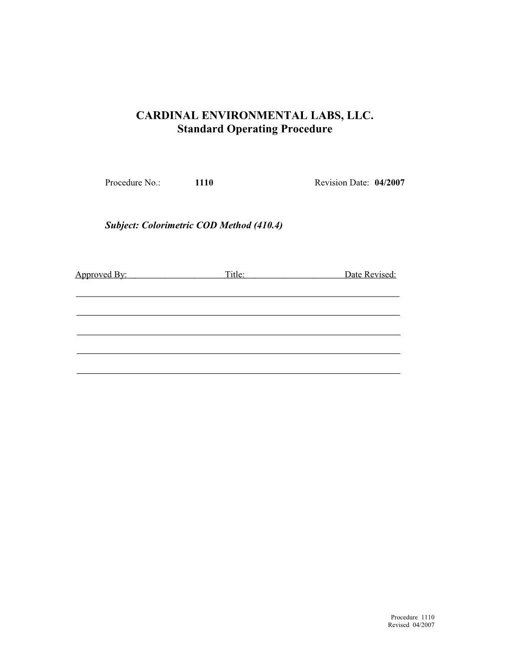 Cardinal Environmental Labs, Llc