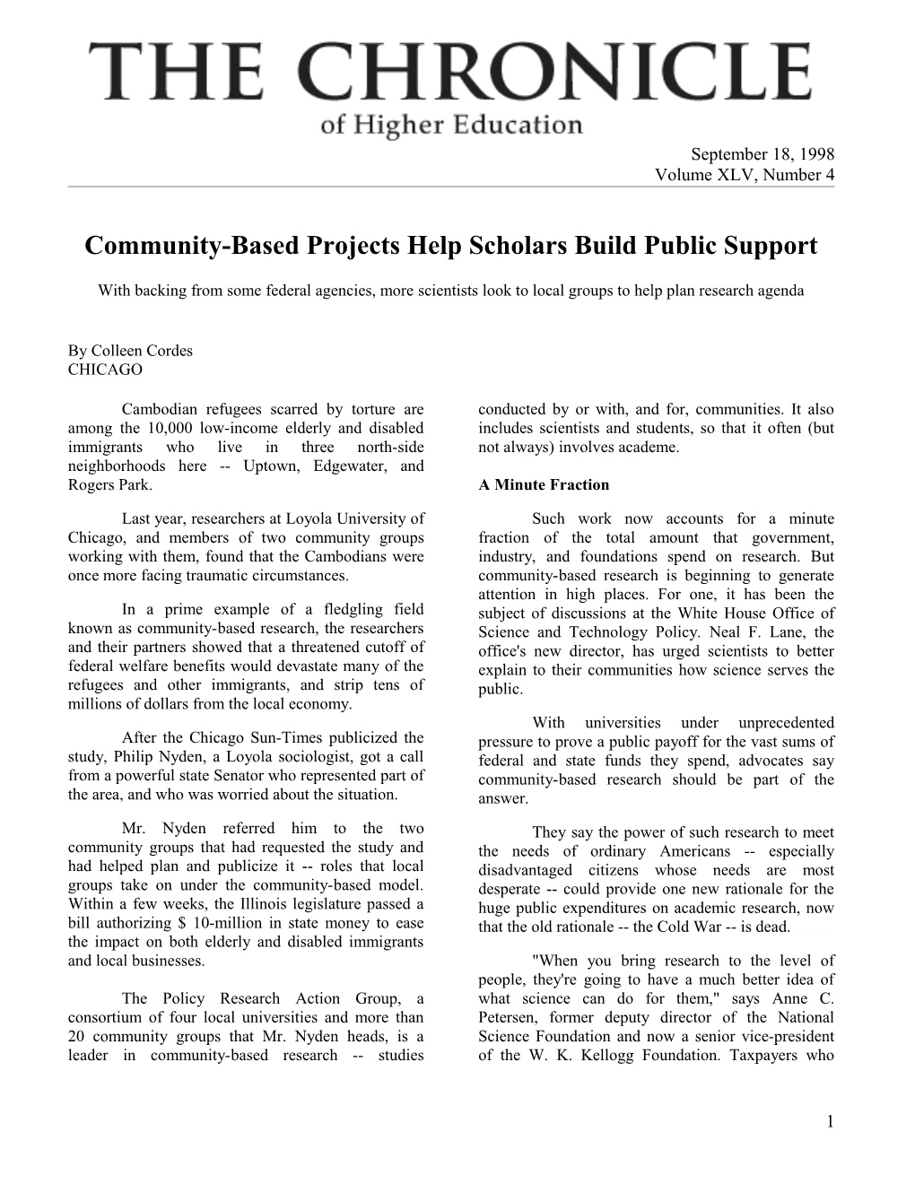 Community-Based Projects Help Scholars Build Public Support