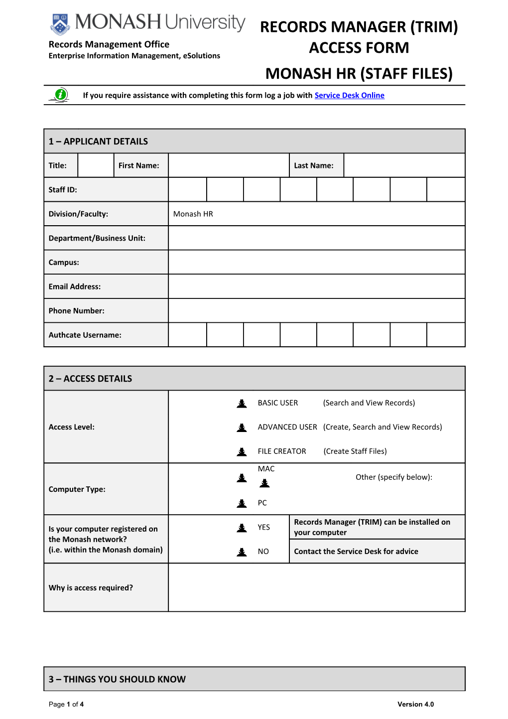 TRIM Access Form Student Records Including Non Callista User Agreement