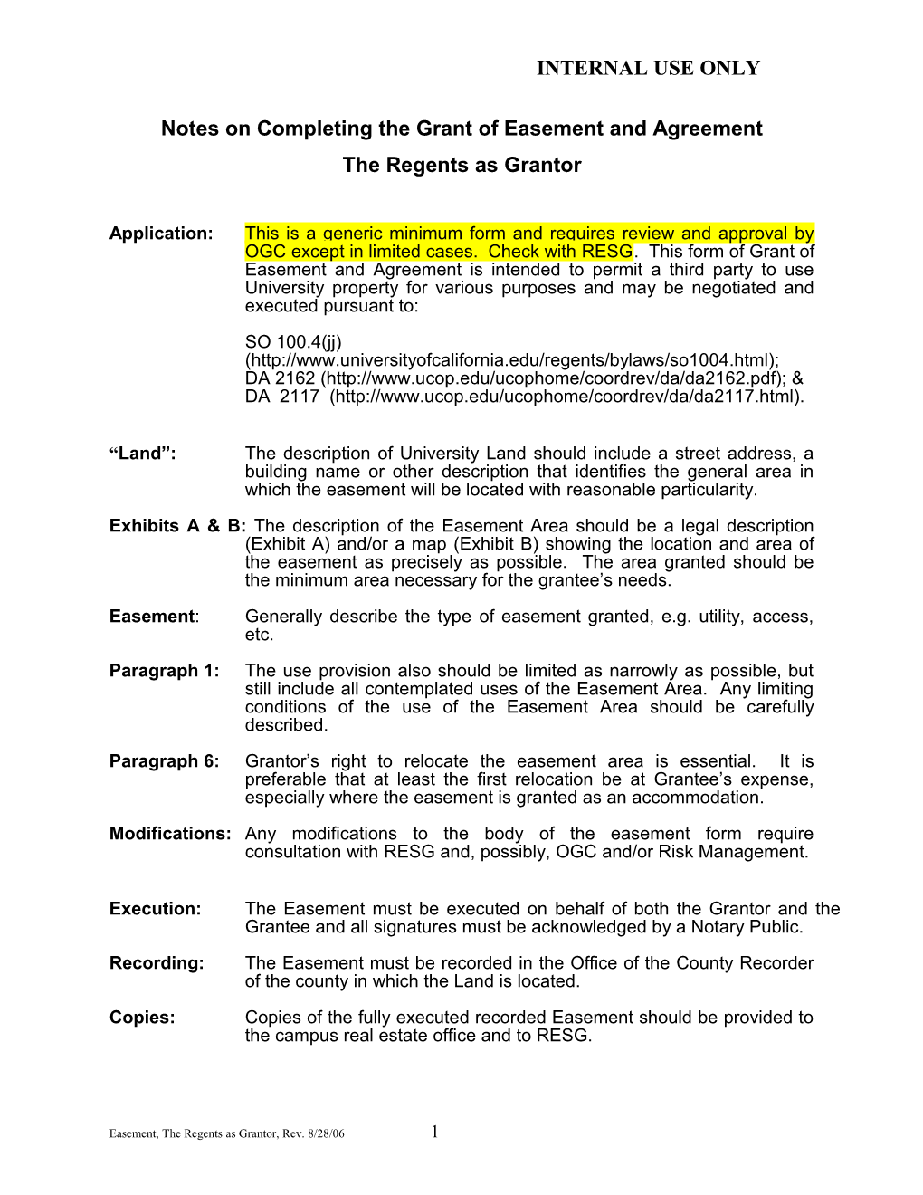 Grant of Easement