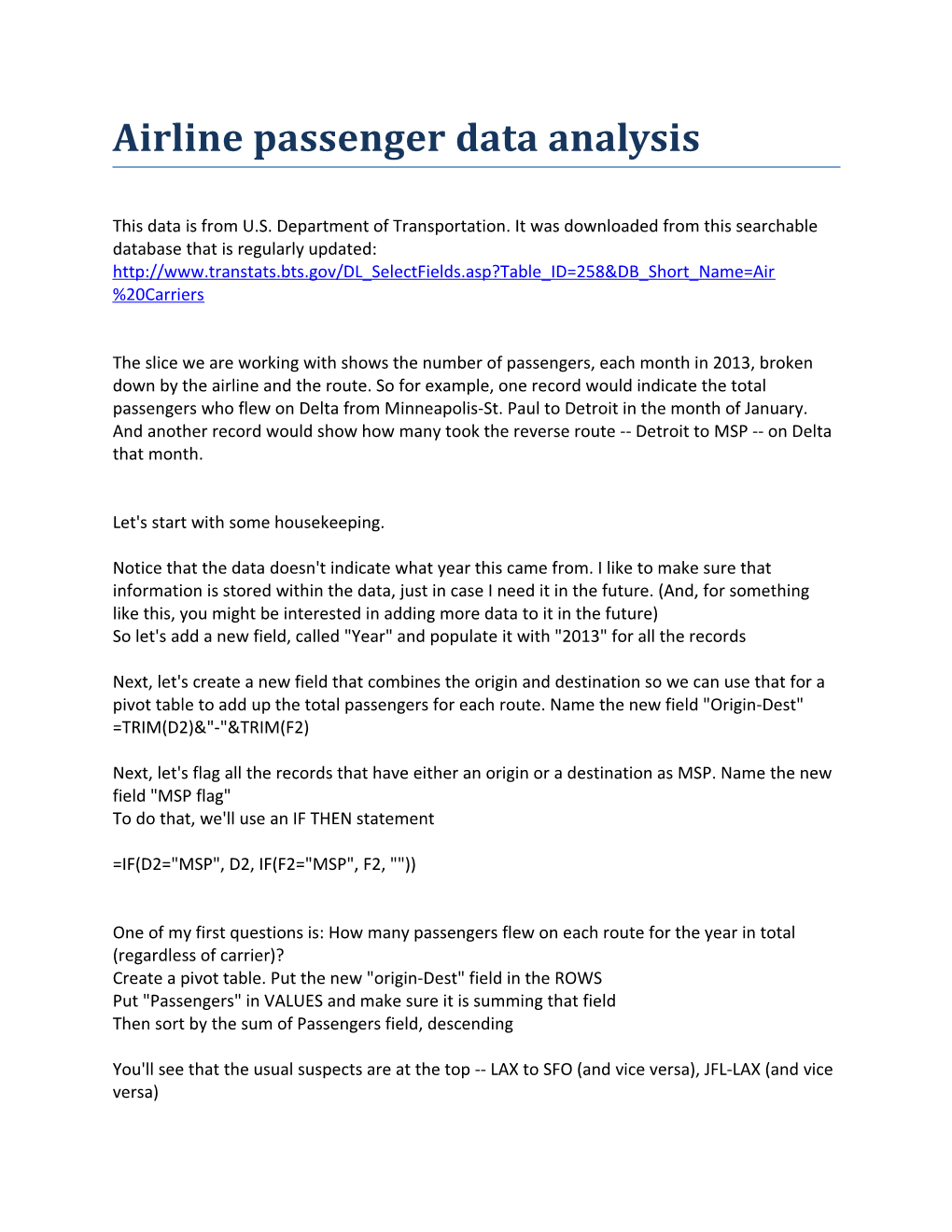 Airline Passenger Data Analysis
