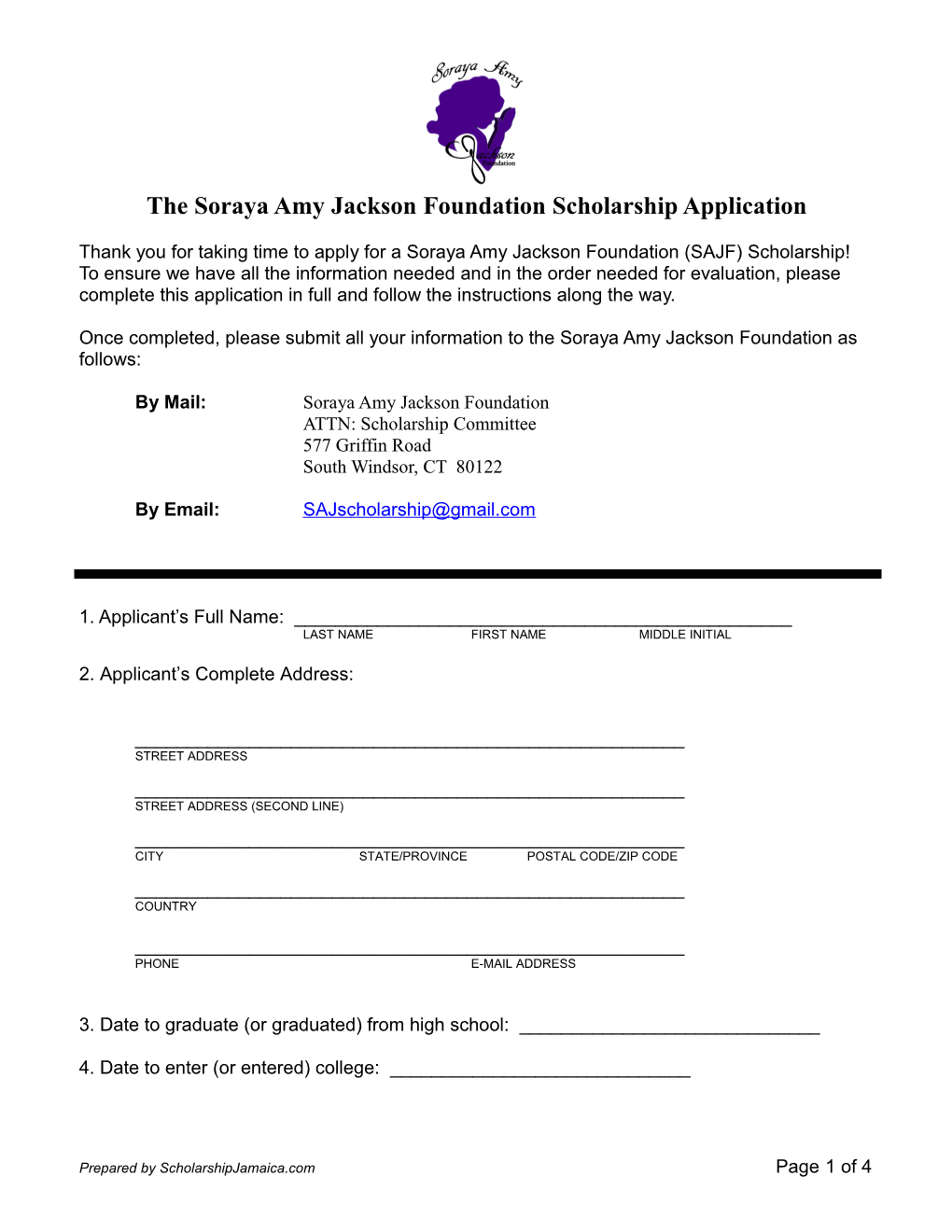 2004 Sonlight Curriculum Foundation Scholarship Application