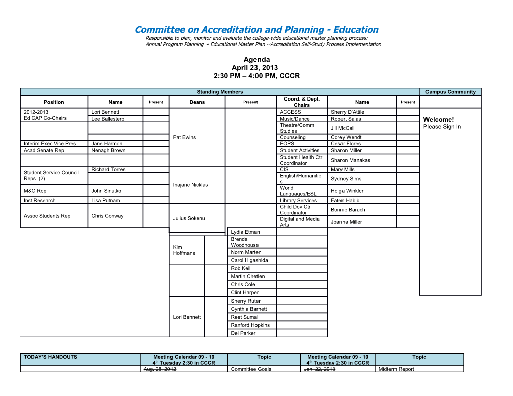 Committee on Accreditation and Planning - Education