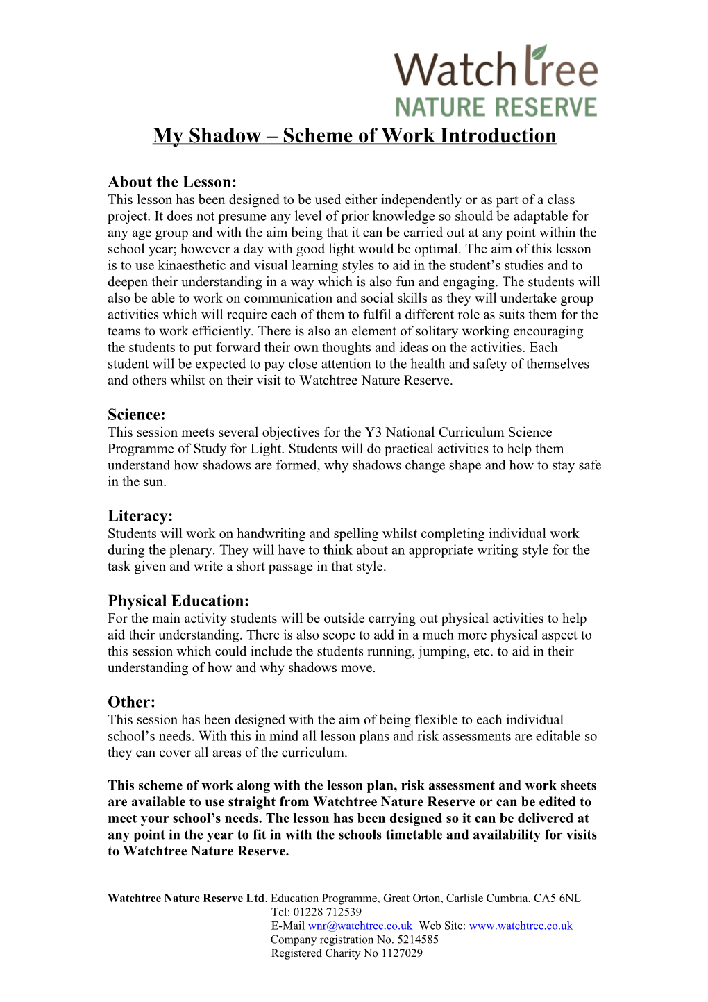 Watchtree Nature Reserve Ltd Letter-Template